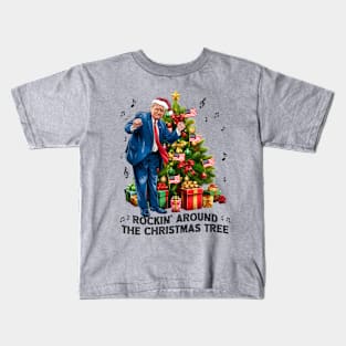 Funny Trump Dance Rockin Around the Christmas Tree Kids T-Shirt